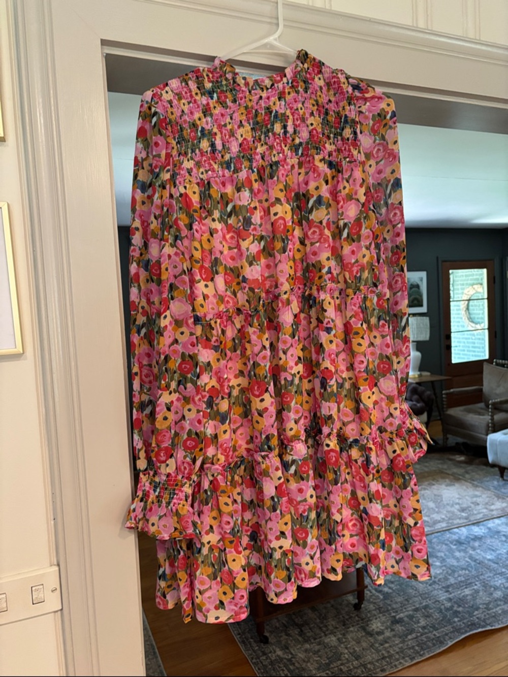 Floral Smocked Mini Dress in Pink